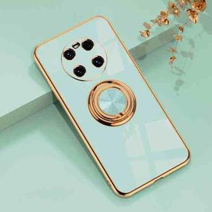 For Huawei Mate 40 6D Electroplating Full Coverage Silicone Protective Case with Magnetic Ring Holder(Light Cyan)