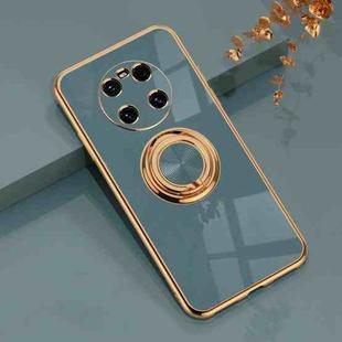 For Huawei Mate 40 6D Electroplating Full Coverage Silicone Protective Case with Magnetic Ring Holder(Grey)