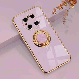 For Huawei Mate 40 Pro 6D Electroplating Full Coverage Silicone Protective Case with Magnetic Ring Holder(Light Purple)