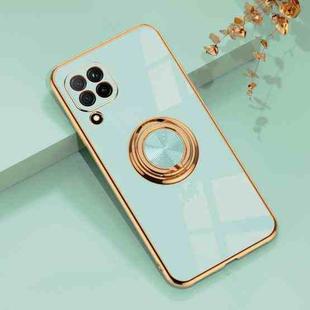 For Huawei nova 6 SE 6D Electroplating Full Coverage Silicone Protective Case with Magnetic Ring Holder(Light Cyan)