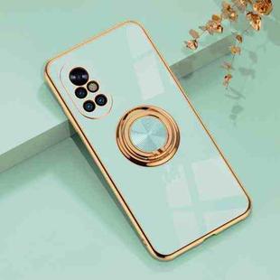 For Huawei nova 8 6D Electroplating Full Coverage Silicone Protective Case with Magnetic Ring Holder(Light Cyan)