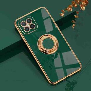 For Huawei nova 8 SE 6D Electroplating Full Coverage Silicone Protective Case with Magnetic Ring Holder(Dark Green)