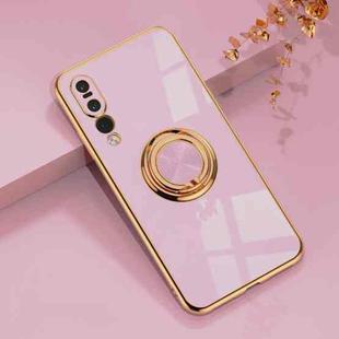 For Huawei P20 Pro 6D Electroplating Full Coverage Silicone Protective Case with Magnetic Ring Holder(Light Purple)
