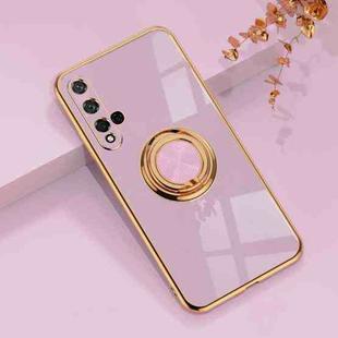 For Huawei Honor 20 6D Electroplating Full Coverage Silicone Protective Case with Magnetic Ring Holder(Light Purple)