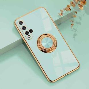 For Huawei Honor 20 6D Electroplating Full Coverage Silicone Protective Case with Magnetic Ring Holder(Light Cyan)