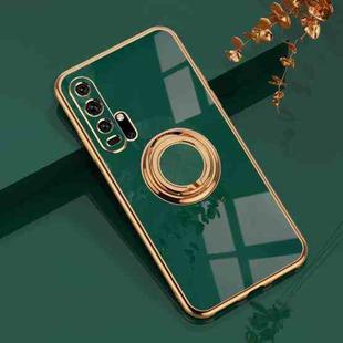 For Huawei Honor 20 Pro 6D Electroplating Full Coverage Silicone Protective Case with Magnetic Ring Holder(Dark Green)