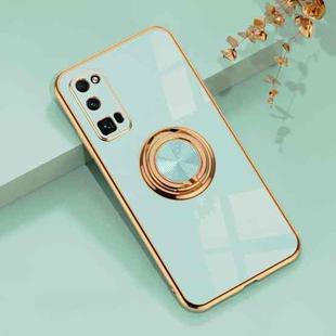 For Huawei Honor 30 Pro 6D Electroplating Full Coverage Silicone Protective Case with Magnetic Ring Holder(Light Cyan)