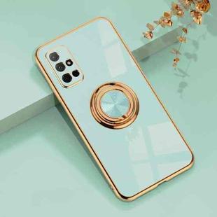 For Huawei Honor 30S 6D Electroplating Full Coverage Silicone Protective Case with Magnetic Ring Holder(Light Cyan)