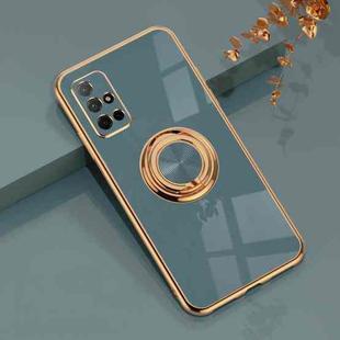 For Huawei Honor 30S 6D Electroplating Full Coverage Silicone Protective Case with Magnetic Ring Holder(Grey)