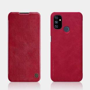 For OnePlus Nord N100 NILLKIN QIN Series Crazy Horse Texture Horizontal Flip Leather Case with Card Slot(Red)