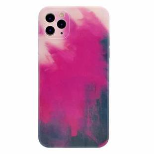 TPU Straight Edge Watercolor Pattern Protective Case For iPhone 11 Pro Max(Berry Color)
