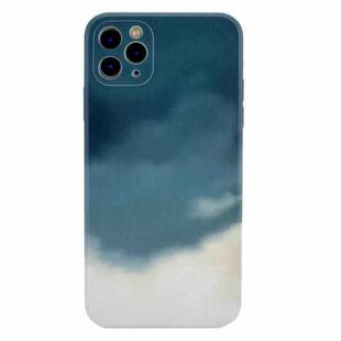 TPU Straight Edge Watercolor Pattern Protective Case For iPhone 11 Pro Max(Turquoise)