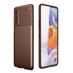 For LG Stylo 7 5G Carbon Fiber Texture Shockproof TPU Case(Brown)