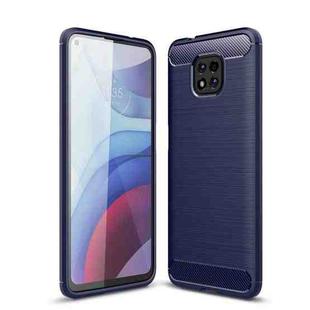 For Motorola Moto G Power (2021) Brushed Texture Carbon Fiber TPU Case(Navy Blue)