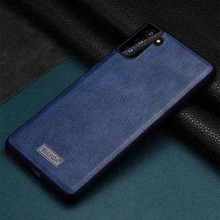 For Samsung Galaxy S21 5G SULADA Shockproof TPU + Handmade Leather Protective Case(Blue)