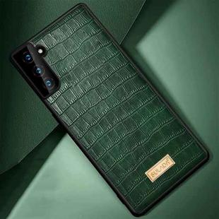 For Samsung Galaxy S21 5G SULADA Shockproof TPU + Handmade Leather Case(Green)