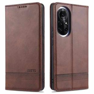 For Huawei nova 8 5G AZNS Magnetic Calf Texture Horizontal Flip Leather Case with Card Slots & Holder & Wallet(Dark Brown)