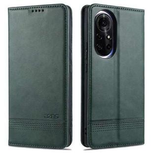 For Huawei nova 8 5G AZNS Magnetic Calf Texture Horizontal Flip Leather Case with Card Slots & Holder & Wallet(Dark Green)