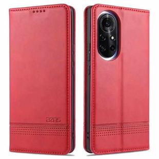 For Huawei nova 8 5G AZNS Magnetic Calf Texture Horizontal Flip Leather Case with Card Slots & Holder & Wallet(Red)