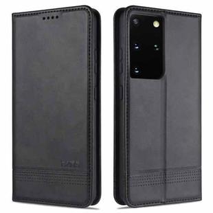 For Samsung Galaxy S21 Ultra 5G AZNS Magnetic Calf Texture Horizontal Flip Leather Case with Card Slots & Holder & Wallet(Black)