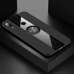 For Xiaomi Redmi 7 XINLI Stitching Cloth Texture Shockproof TPU Protective Case with Ring Holder(Black)