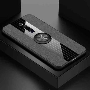 For Xiaomi Mi 9T / Redmi K20 XINLI Stitching Cloth Texture Shockproof TPU Protective Case with Ring Holder(Gray)