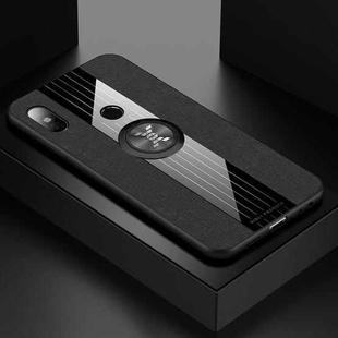 For Xiaomi Redmi Note 5 XINLI Stitching Cloth Texture Shockproof TPU Protective Case with Ring Holder(Black)