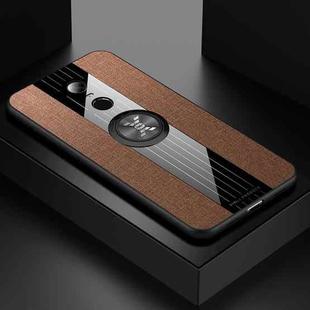 For Xiaomi Redmi 5 Plus XINLI Stitching Cloth Texture Shockproof TPU Protective Case with Ring Holder(Brown)