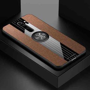 For Xiaomi Redmi Note 8 Pro XINLI Stitching Cloth Texture Shockproof TPU Protective Case with Ring Holder(Brown)
