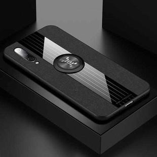 For Xiaomi Mi 9 XINLI Stitching Cloth Texture Shockproof TPU Protective Case with Ring Holder(Black)