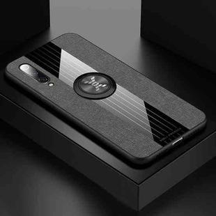 For Xiaomi Mi 9 XINLI Stitching Cloth Texture Shockproof TPU Protective Case with Ring Holder(Gray)