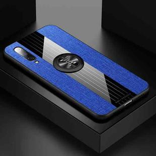 For Xiaomi Mi 9 XINLI Stitching Cloth Texture Shockproof TPU Protective Case with Ring Holder(Blue)