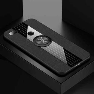 For Xiaomi Mi 8 Lite XINLI Stitching Cloth Texture Shockproof TPU Protective Case with Ring Holder(Black)