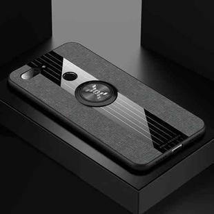 For Xiaomi Mi 8 Lite XINLI Stitching Cloth Texture Shockproof TPU Protective Case with Ring Holder(Gray)