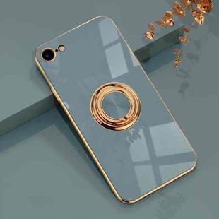 6D Electroplating Full Coverage Silicone Protective Case with Magnetic Ring Holder For iPhone 8 / 7(Grey)
