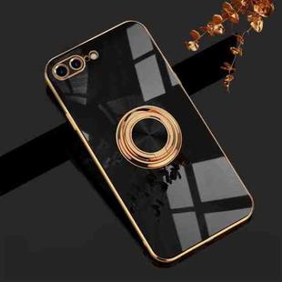 6D Electroplating Full Coverage Silicone Protective Case with Magnetic Ring Holder For iPhone 8 Plus / 7 Plus(Black)