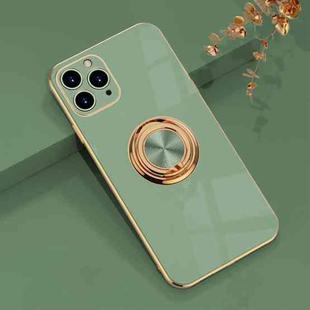 6D Electroplating Full Coverage Silicone Protective Case with Magnetic Ring Holder For iPhone 11 Pro Max(Green)