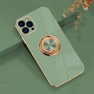 6D Electroplating Full Coverage Silicone Protective Case with Magnetic Ring Holder For iPhone 12 Pro Max(Green)