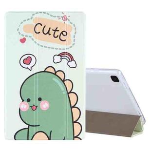 For Samsung Galaxy Tab A7 10.4 (2020) Coloured Drawing Pattern Horizontal Flip Leather Case with Three-folding Holder(Green Dinosaur)