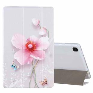 For Samsung Galaxy Tab A7 10.4 (2020) Coloured Drawing Pattern Horizontal Flip Leather Case with Three-folding Holder(Pearl Flower)