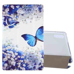 For Lenovo Tab P11 Pro (TB-XJ706F) Coloured Drawing Pattern Horizontal Flip Leather Case with Three-folding Holder(Blue Butterflies)