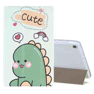 For Lenovo Tab M10 HD Gen 2 (TB-X306F) Coloured Drawing Pattern Horizontal Flip Leather Case with Three-folding Holder(Green Dinosaur)