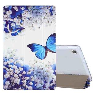 For Lenovo Tab M10 HD Gen 2 (TB-X306F) Coloured Drawing Pattern Horizontal Flip Leather Case with Three-folding Holder(Blue Butterflies)