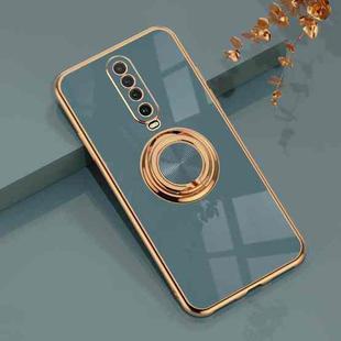 For Xiaomi Redmi K30 6D Electroplating Full Coverage Silicone Protective Case with Magnetic Ring Holder(Grey)