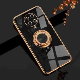 For Xiaomi Redmi K30 Pro 6D Electroplating Full Coverage Silicone Protective Case with Magnetic Ring Holder(Black)