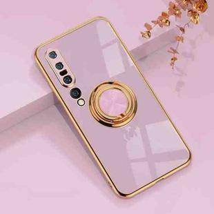 For Xiaomi Mi 10 Pro 6D Electroplating Full Coverage Silicone Protective Case with Magnetic Ring Holder(Light Purple)