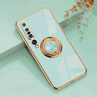 For Xiaomi Mi 10 Pro 6D Electroplating Full Coverage Silicone Protective Case with Magnetic Ring Holder(Light Cyan)