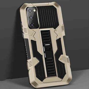 For Samsung Galaxy A71 Vanguard Warrior All Inclusive Double-color Shockproof TPU + PC Protective Case with Holder(Gold)