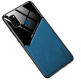 For Samsung Galaxy M30s All-inclusive Leather + Organic Glass Protective Case with Metal Iron Sheet(Royal Blue)