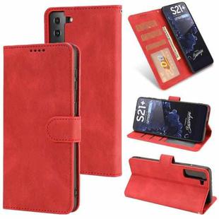 For Samsung Galaxy S21+ 5G Fantasy Classic Skin-feel Calfskin Texture Magnetic Buckle Horizontal Flip PU Leather Case with Holder & Card Slot & Wallet(Red)